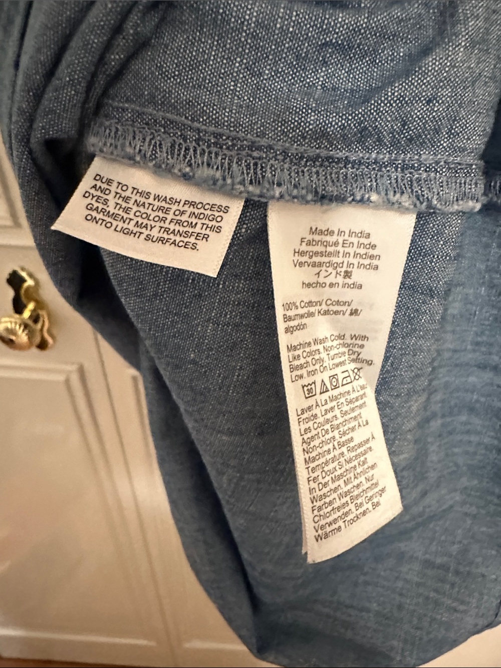 J. Crew Factory Chambray Ruffle Neck Flutter Sleeve Top - Light Blue - Picture 5 of 9